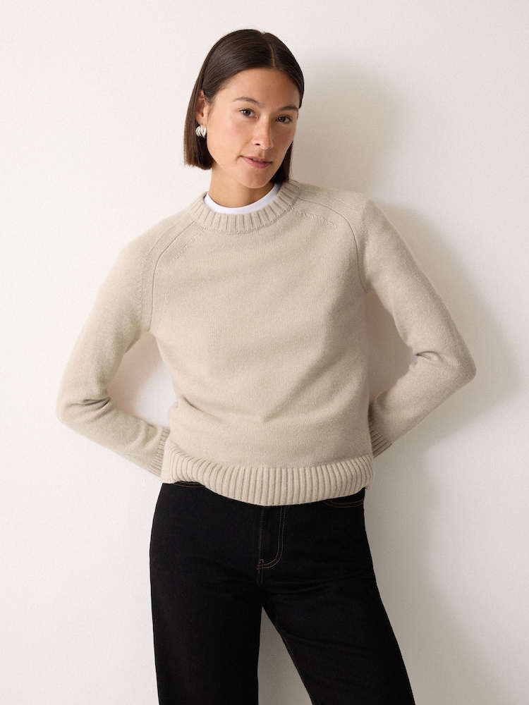 Jigsaw Cream Wool Cashmere Saddle Jumper - Image 2 of 5 Jigsaw Cream Wool Cashmere Saddle Jumper - Image 2 of 5