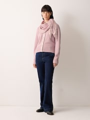 Jigsaw Pink Wool Blend Satin Trim Cardigan - Image 3 of 5