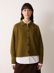 Jigsaw Green Wool Blend Collar Poncho - Image 1 of 6