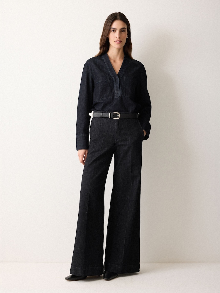 Jigsaw Blue Denim Lyocell Tunic Shirt - Image 1 of 2 Jigsaw Blue Denim Lyocell Tunic Shirt - Image 1 of 2