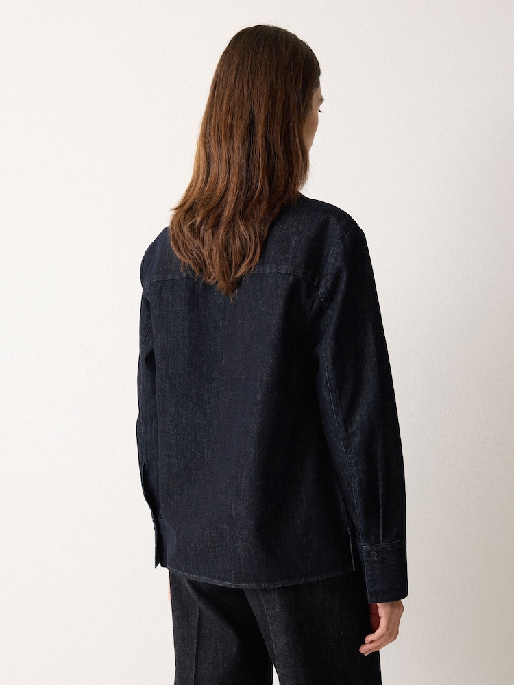Jigsaw Blue Denim Lyocell Tunic Shirt - Image 2 of 2 Jigsaw Blue Denim Lyocell Tunic Shirt - Image 2 of 2