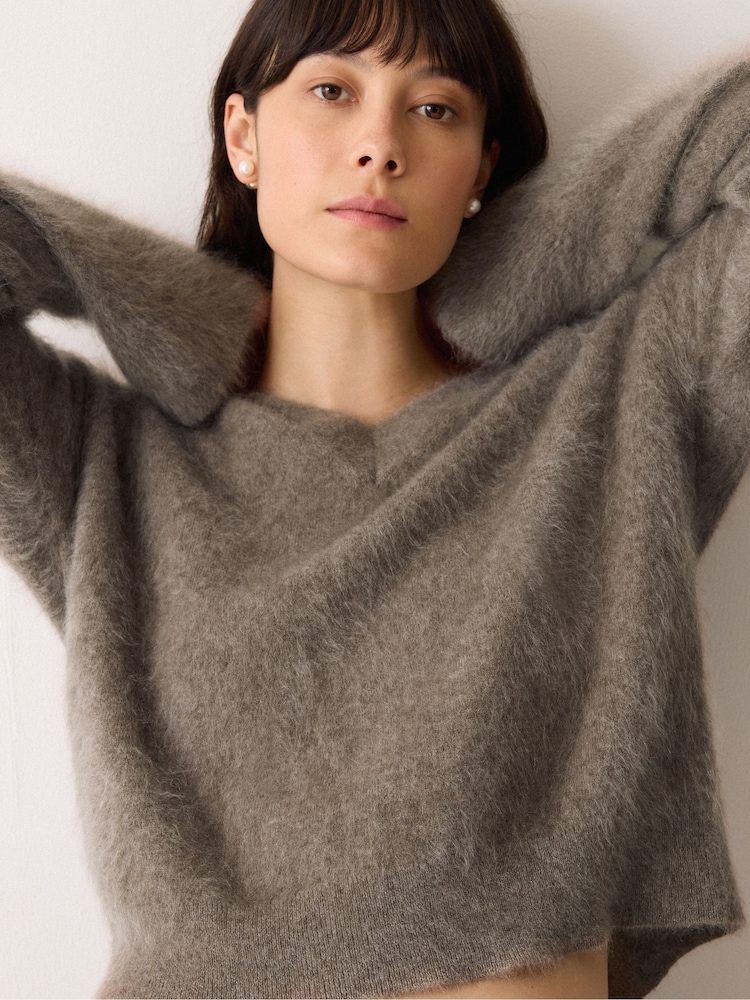 Jigsaw Grey Halo Cashmere V-Neck Jumper - Image 2 of 6 Jigsaw Grey Halo Cashmere V-Neck Jumper - Image 2 of 6