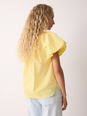 Jigsaw Yellow Cotton Puff Sleeve Top - Image 3 of 4