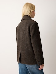 Jigsaw Brown Alba Wool Herringbone Pea Coat - Image 5 of 6