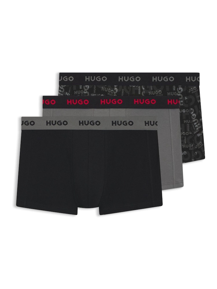 HUGO Black Stretch Cotton Boxers 3 Pack - Image 1 of 1 HUGO Black Stretch Cotton Boxers 3 Pack - Image 1 of 1