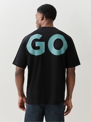 HUGO Black Large Logo Printed T-Shirt - Image 2 of 5