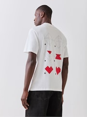 أبيض - تيشرت برسمة قلب عيد الحب من HUGO - صورة 3 من 5