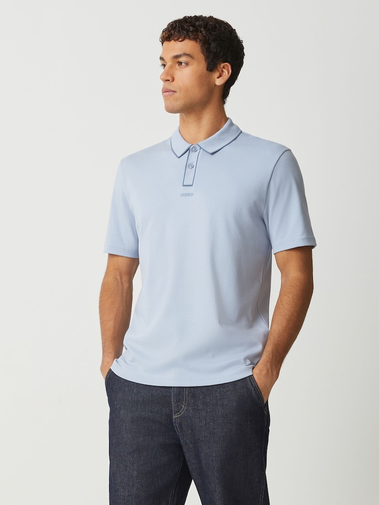 HUGO Blue Tipped Placket Polo Shirt - Image 1 of 5