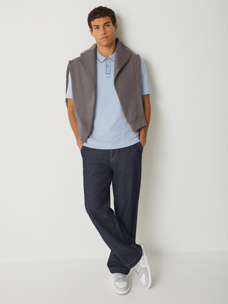 HUGO Blue Tipped Placket Polo Shirt - Image 2 of 5