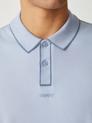 HUGO Blue Tipped Placket Polo Shirt - Image 4 of 5