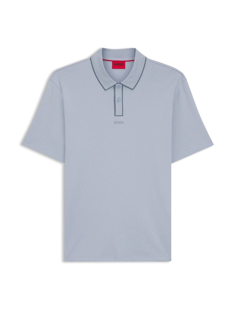 HUGO Blue Tipped Placket Polo Shirt - Image 5 of 5