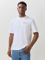 HUGO White Fish Back Print Logo T-Shirt - Image 2 of 7