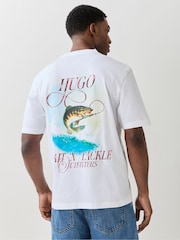 HUGO White Fish Back Print Logo T-Shirt - Image 3 of 7