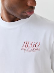 HUGO White Fish Back Print Logo T-Shirt - Image 5 of 7
