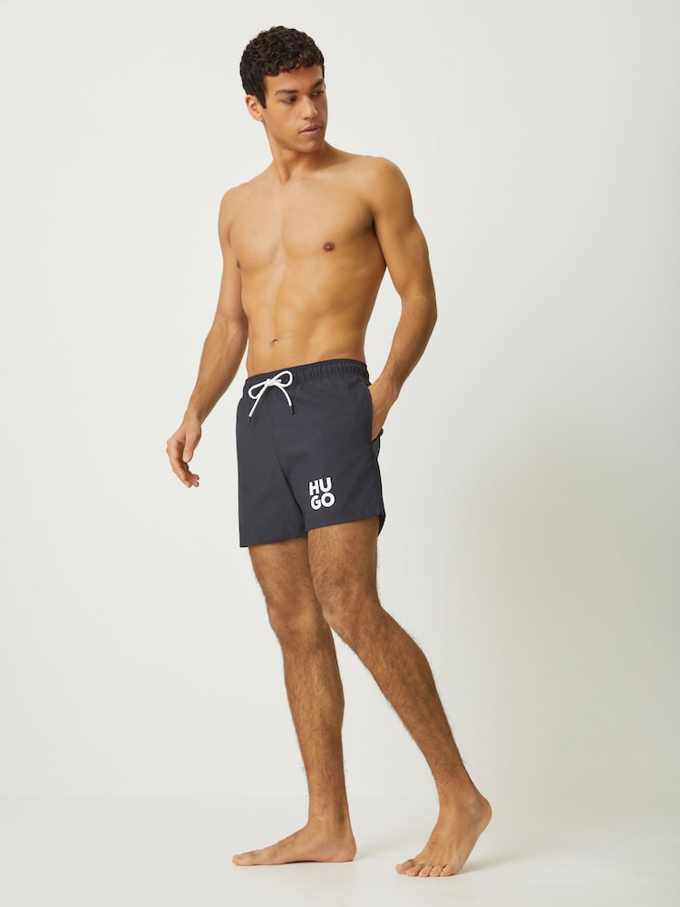 HUGO Black Paolo Swim Shorts - Image 2 of 5 HUGO Black Paolo Swim Shorts - Image 2 of 5