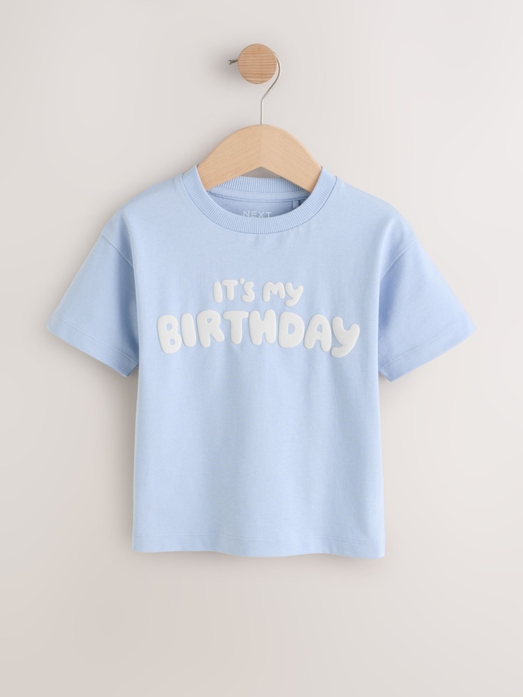 Blue It's My Birthday Short Sleeve Graphic T-Shirt (3mths-7yrs) - Image 1 of 4