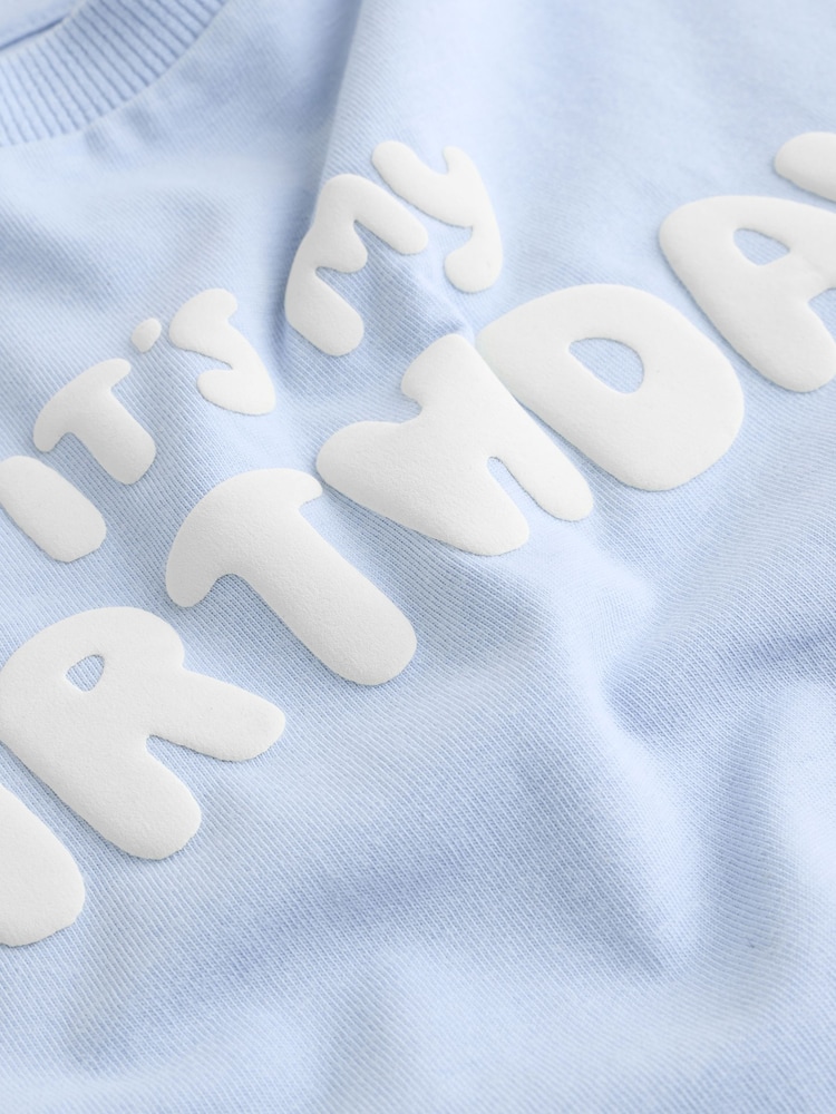 Blue It's My Birthday Short Sleeve Graphic T-Shirt (3mths-7yrs) - Image 4 of 4