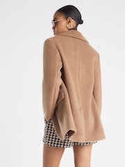 River Island Brown Brushed Faux Wool Single Breasted Blazer - Image 2 of 4