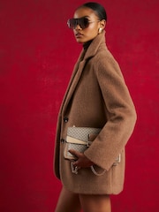 River Island Brown Brushed Faux Wool Single Breasted Blazer - Image 4 of 4