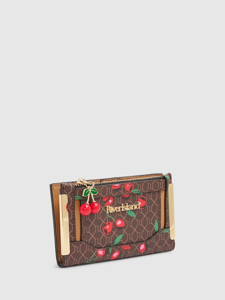 River Island Brown Cherry Monogram Mini Purse - Image 2 of 5