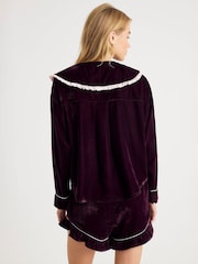 River Island Purple Frill Collar Velvet Pyjamas Set - Image 4 of 4