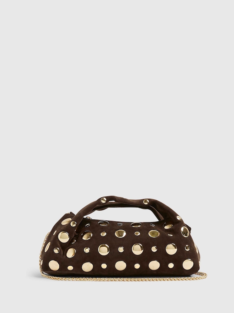 River Island Brown Studded Suede Cross-Body Bag - Image 1 of 5
