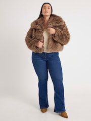 River Island Brown Short Faux Fur Jacket - Image 2 of 6