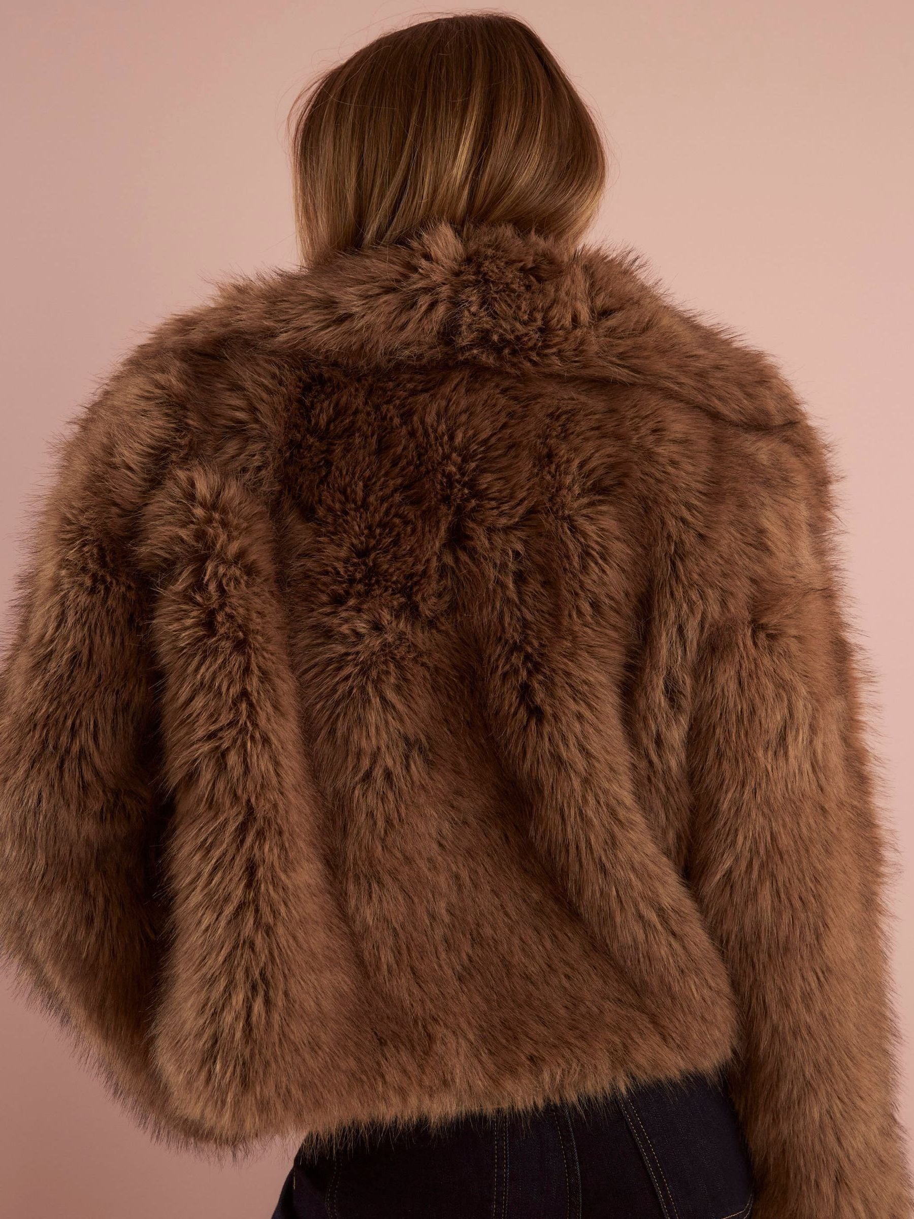 Buy River Island Brown Short Faux Fur Jacket from Next France