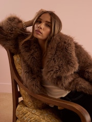 River Island Brown Short Faux Fur Jacket - Image 5 of 6
