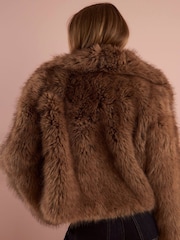River Island Brown Short Faux Fur Jacket - Image 6 of 6