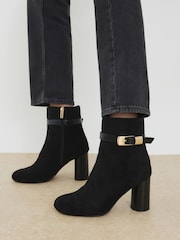 River Island Black Round Heeled Buckle Boots - Image 1 of 6