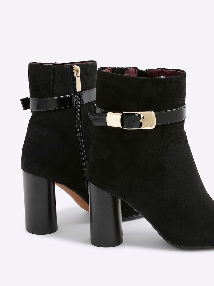 River Island Black Round Heeled Buckle Boots - Image 6 of 6