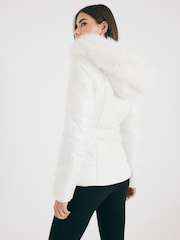 River Island Cream Classic Short Slim Padded Coat - Image 3 of 4