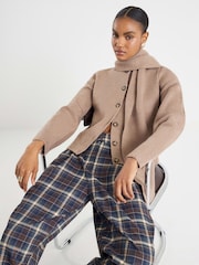 River Island Brown Scarf Wrap Detail Cardigan - Image 1 of 4