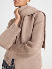 River Island Brown Scarf Wrap Detail Cardigan - Image 2 of 4