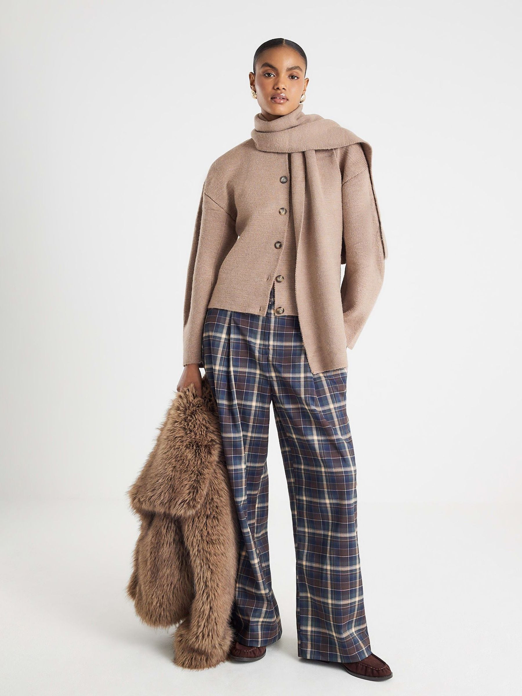 Buy River Island Brown Scarf Wrap Detail Cardigan from Next Ireland