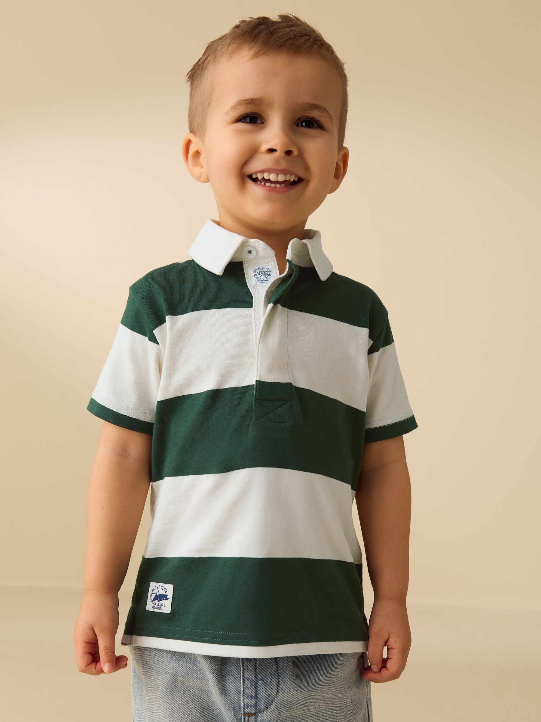 Buy Green/White Short Sleeve Rugby Polo Shirt (3mths-7yrs) from