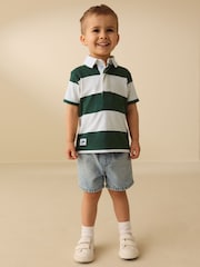 Green/White Short Sleeve Rugby Polo Shirt (3mths-7yrs) - Image 2 of 8