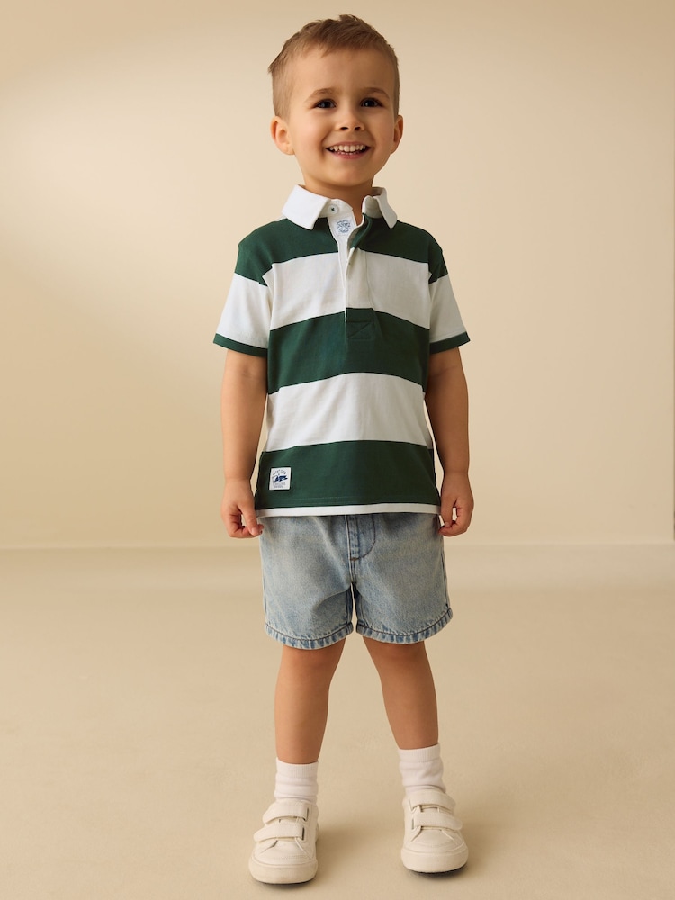 Green/White Short Sleeve Rugby Polo Shirt (3mths-7yrs) - Image 2 of 8