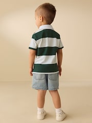 Green/White Short Sleeve Rugby Polo Shirt (3mths-7yrs) - Image 3 of 8