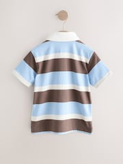 Chocolate Brown/Blue/White Short Sleeve Rugby Polo Shirt (3mths-7yrs) - Image 6 of 8