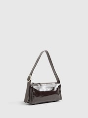 River Island Brown Leather Cracked Texture Shoulder Bag - Image 2 of 5