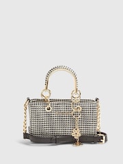 River Island Black Small Dogtooth Embellished Tote Bag - Image 1 of 5