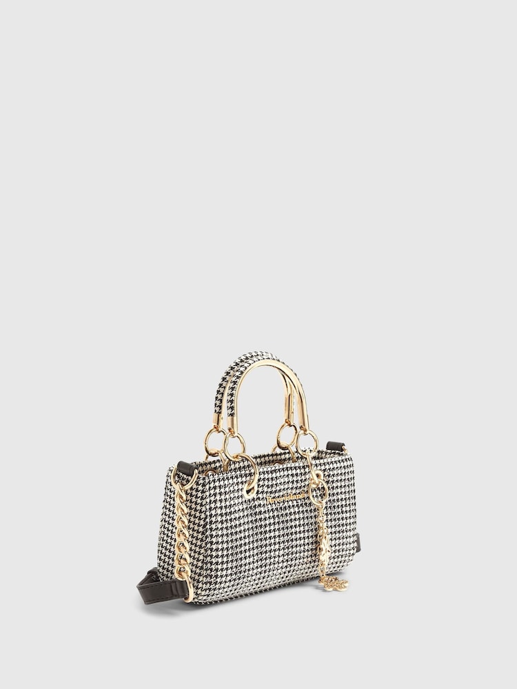 River Island Black Small Dogtooth Embellished Tote Bag - Image 2 of 5