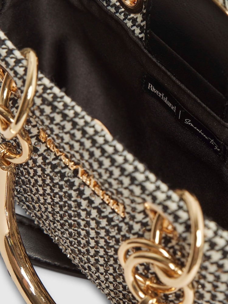River Island Black Small Dogtooth Embellished Tote Bag - Image 5 of 5