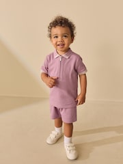 Pink Zip Neck Short Sleeve Polo Shirt And Shorts Set (3mths-7yrs) - Image 2 of 8