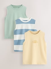Multi Pastel Stripe Graphic Vests 3 Pack (3mths-7yrs) - Image 1 of 7