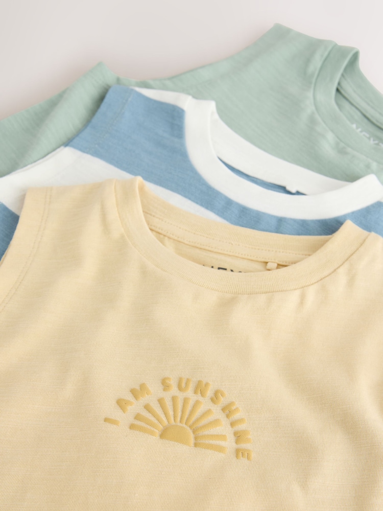 Multi Pastel Stripe Graphic Vests 3 Pack (3mths-7yrs) - Image 7 of 7