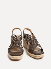 Linzi Brown Tamed Strappy Woven Espadrille Wedges - Image 3 of 6