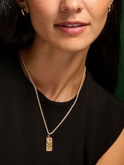 Accessorize Gold Tone Stainless Steel Flower Tag Pendant Necklace - Image 3 of 3